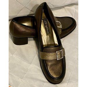 Brighton Adelle Leather/ Suede Loafer Heel Black